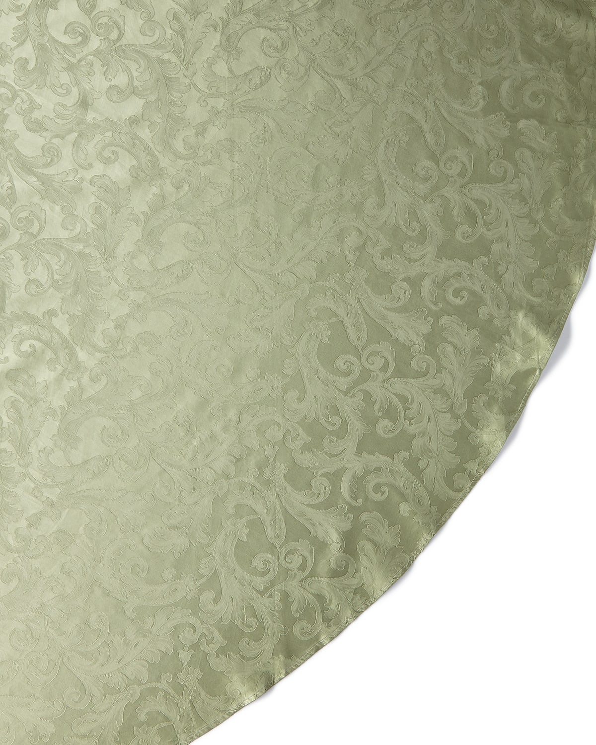 Sferra Acanthus Jacquard Round Tablecloth, 90"dia In Sage