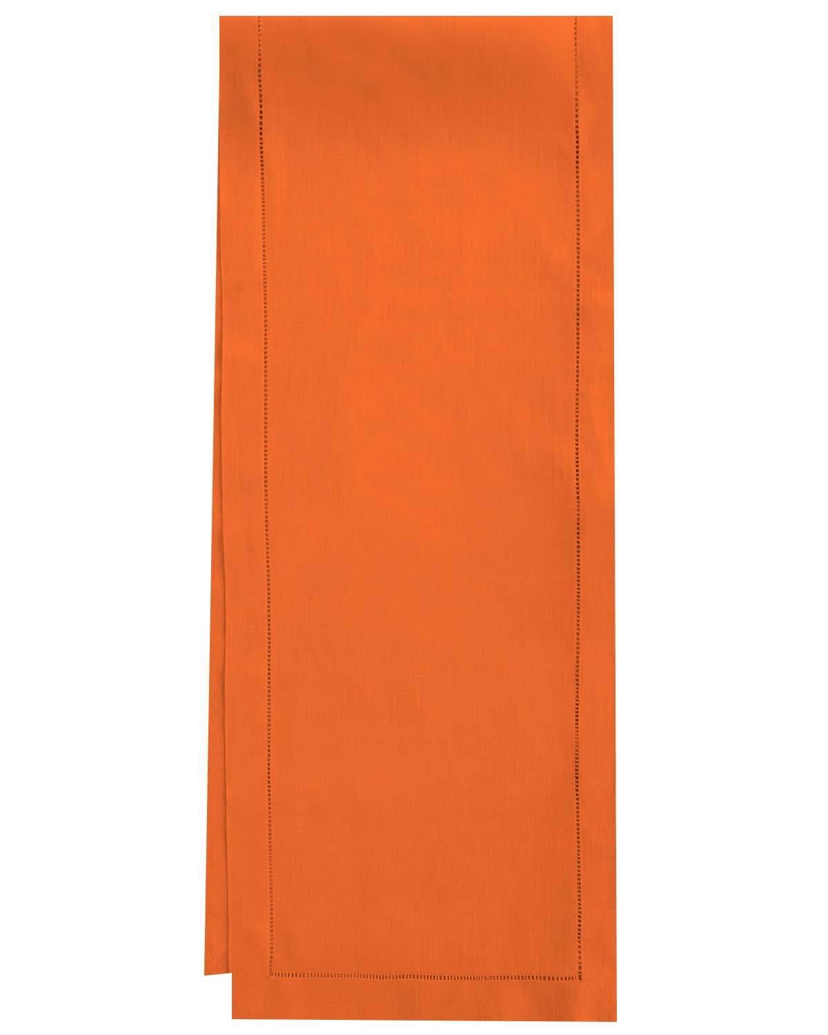 Shop Sferra Hemstitch Table Runner, 15" X 108" In Tangerine