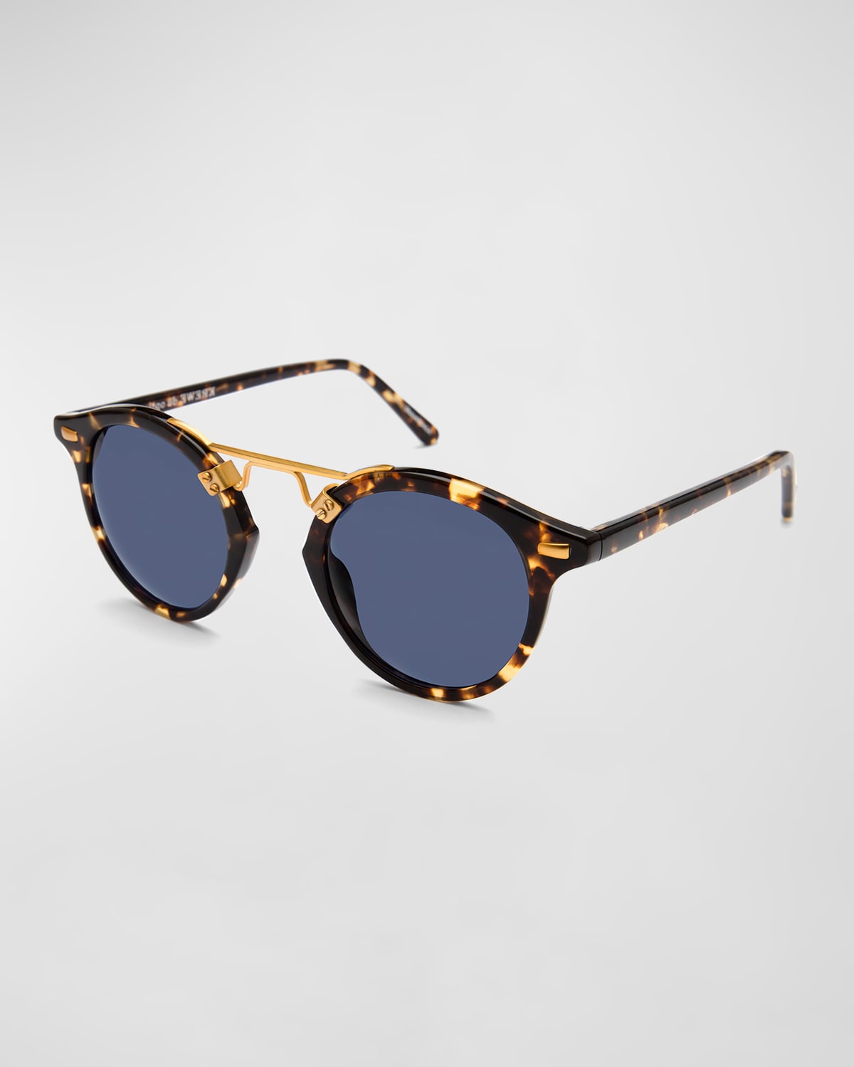 KREWE St. Louis Round Polarized Sunglasses, Blue/Brown Tortoise