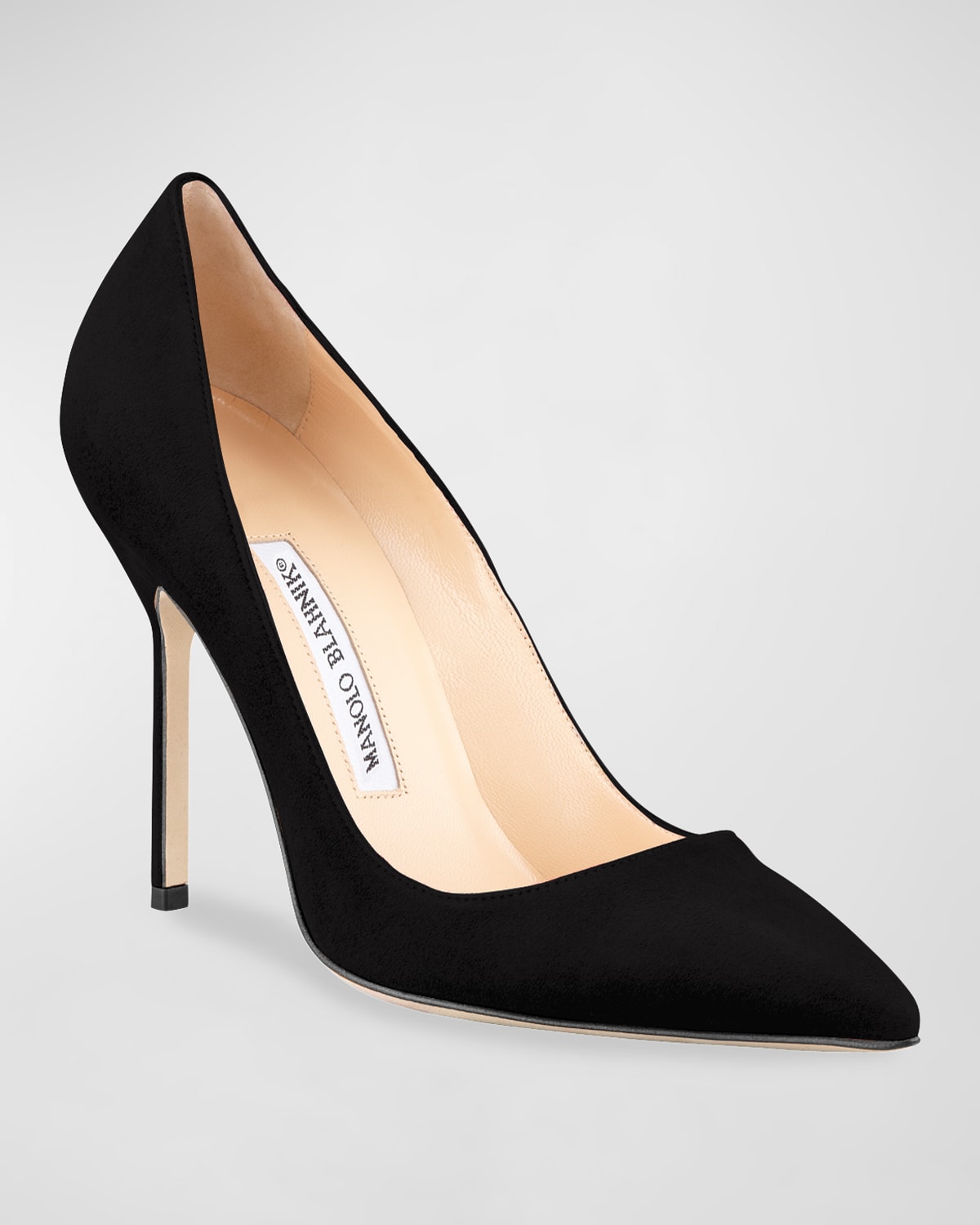 Manolo Blahnik Pointed Pumps In Grey Suede In Black