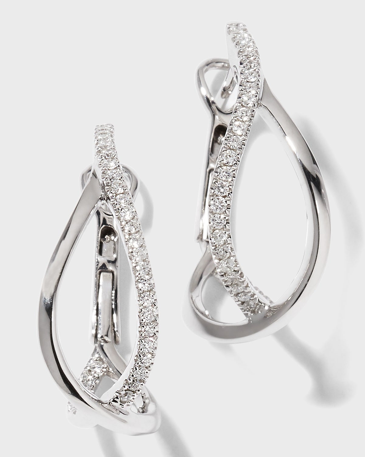 Frederic Sage 18K White Gold Diamond Crossover Hoop Earrings