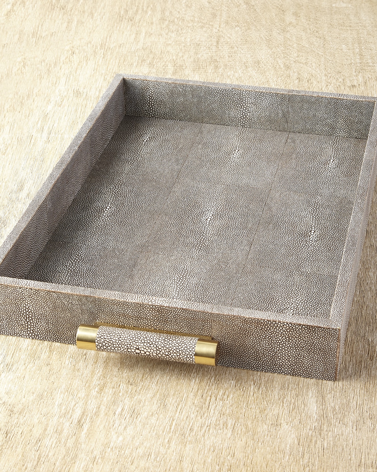 Aerin Chocolate Faux-shagreen Rectangular Tray In Chocolate
