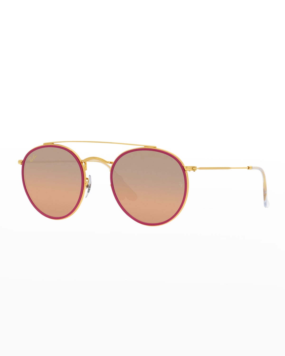 Ray Ban Round Double Bridge Copper Gradient Flash Round Unisex Sunglasses Rb3647 N0017o 51 In Yellow