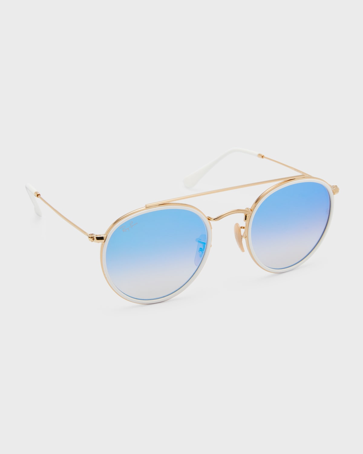 RAY BAN ROUND DOUBLE-BRIDGE FLASH SUNGLASSES