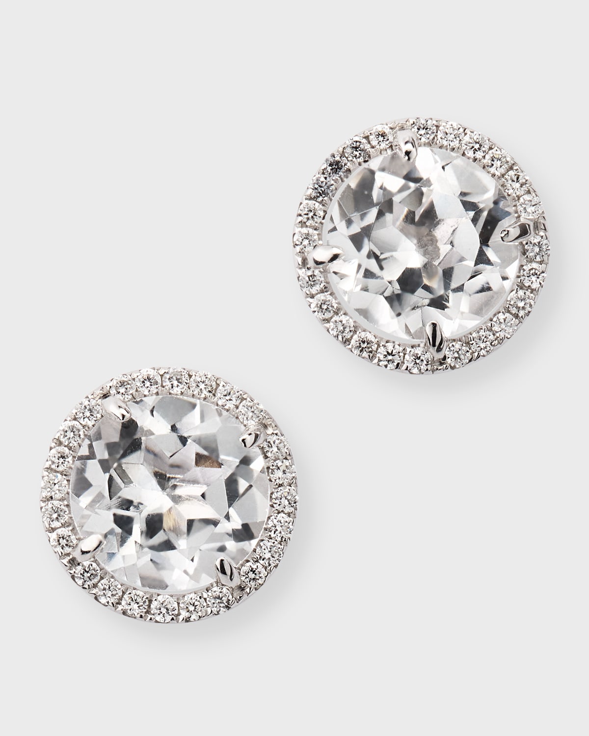 White Topaz & Diamond Stud Earrings