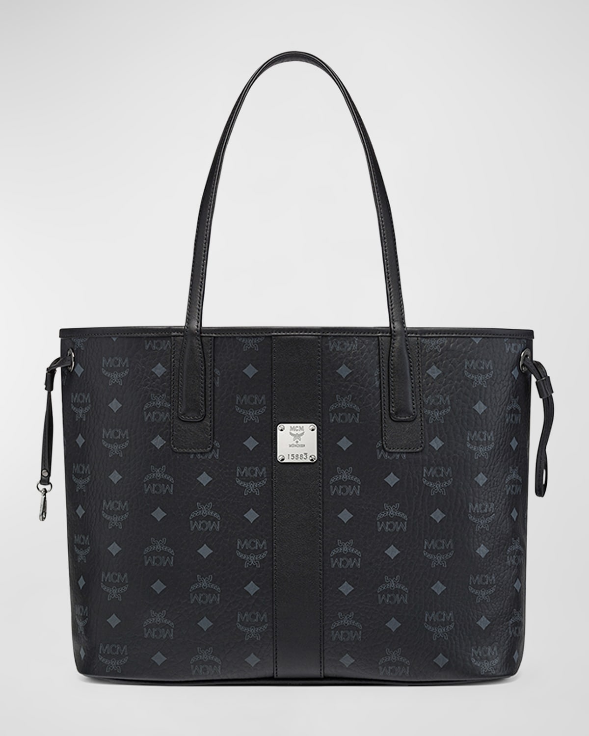Mcm Liz Large Reversible Visetos Shopper Tote Bag In Black