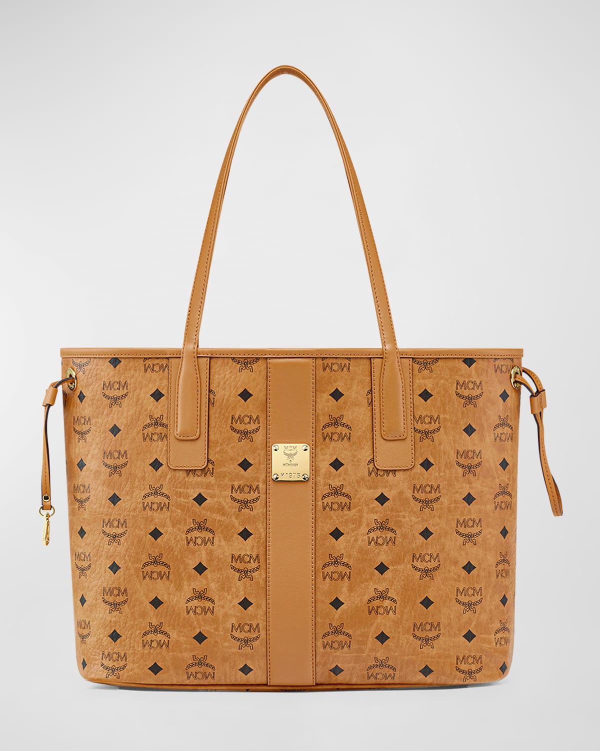Mcm Liz Reversible Medium Visetos Tote Bag In Cognac