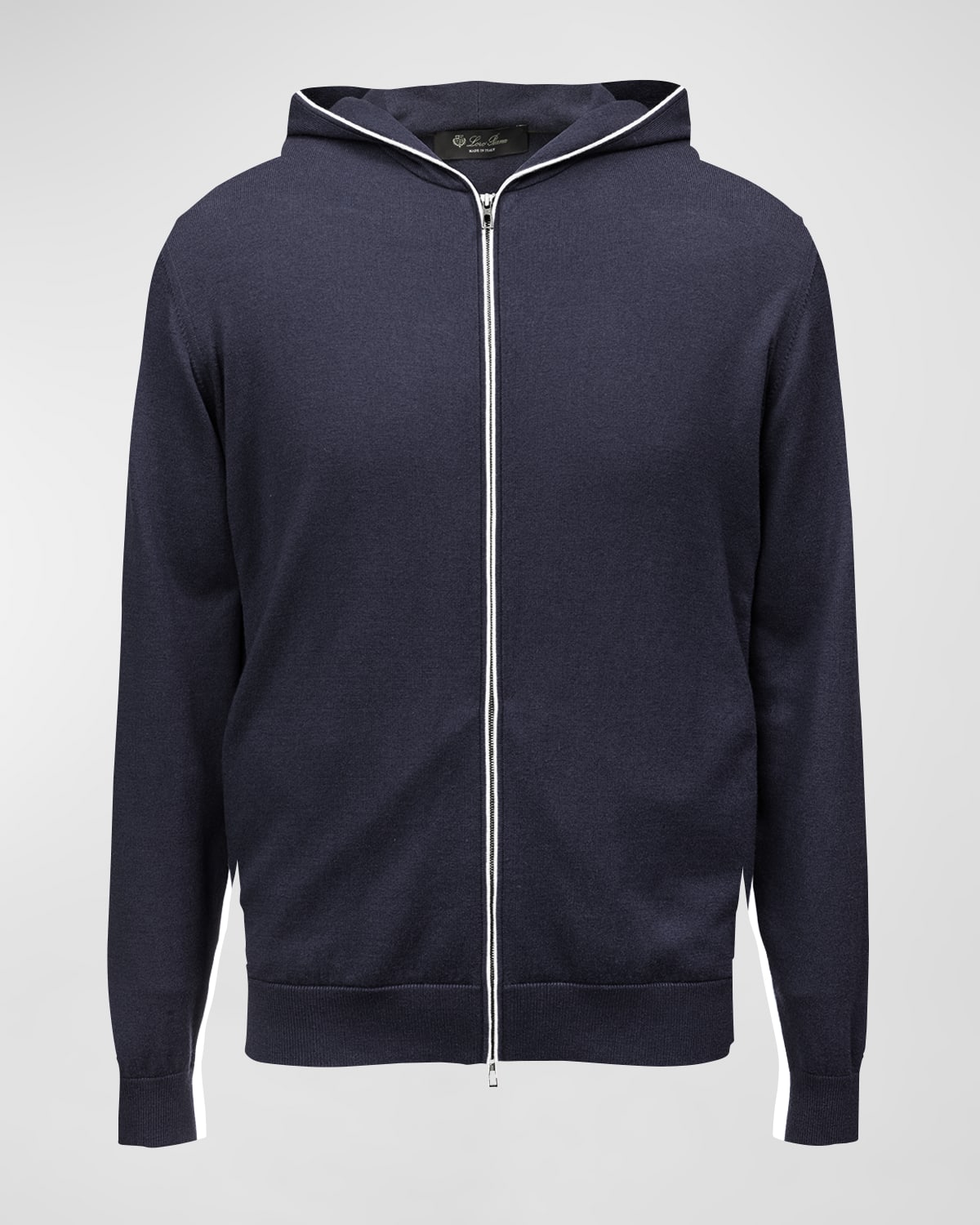 Cashmere-Cotton Zip-Front Hoodie