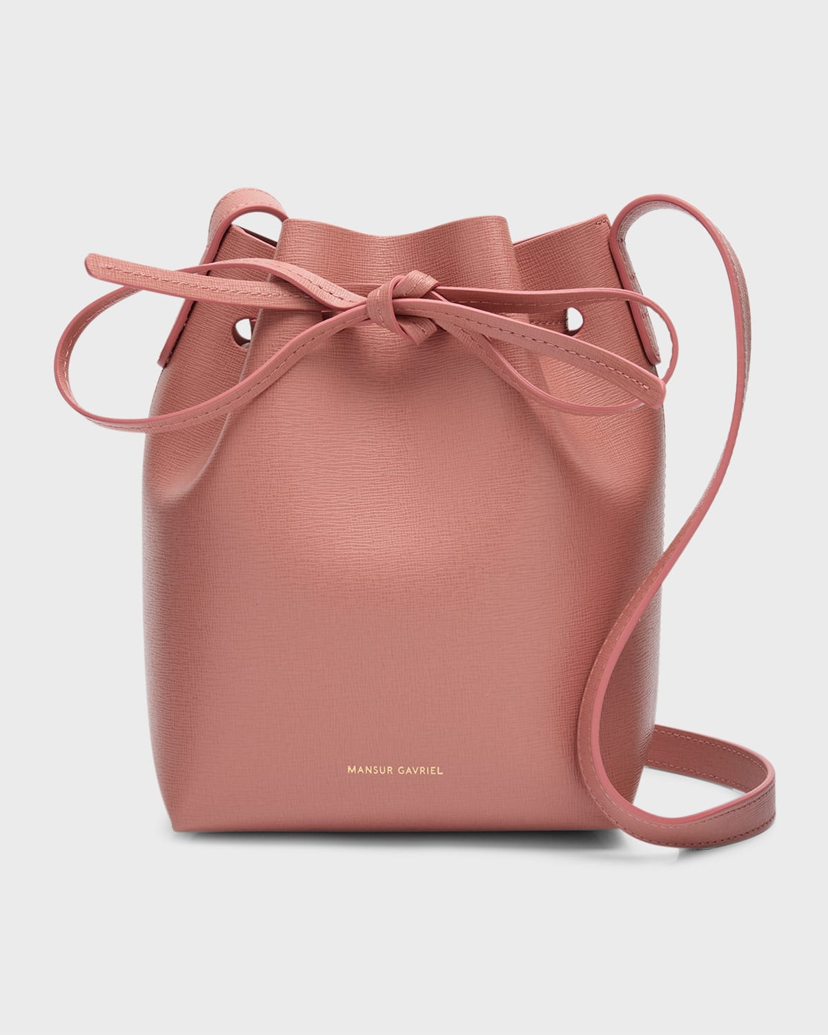 Mini Mini Saffiano Leather Bucket Bag
