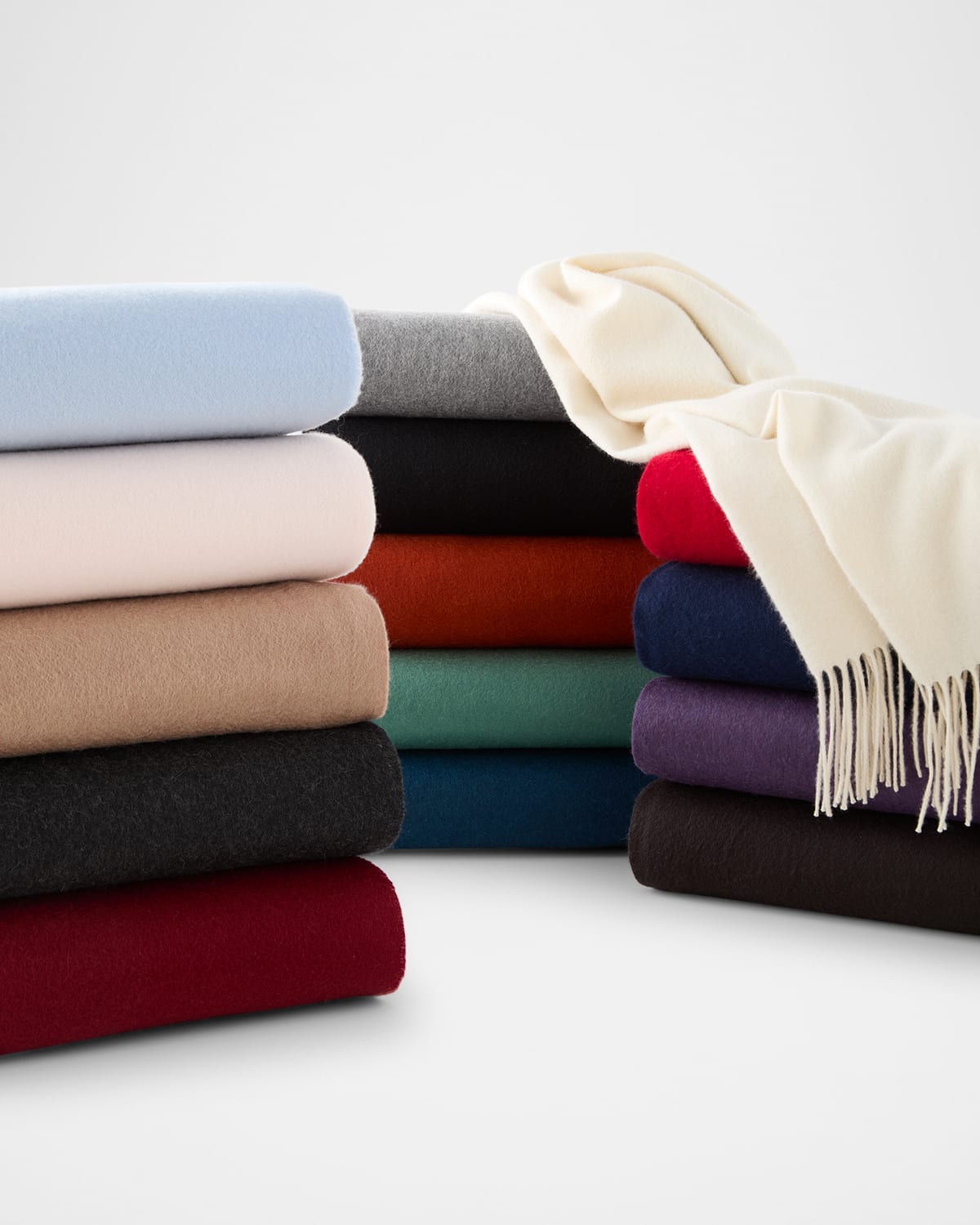Sofia Cashmere Fringed Cashmere Throw In Navy