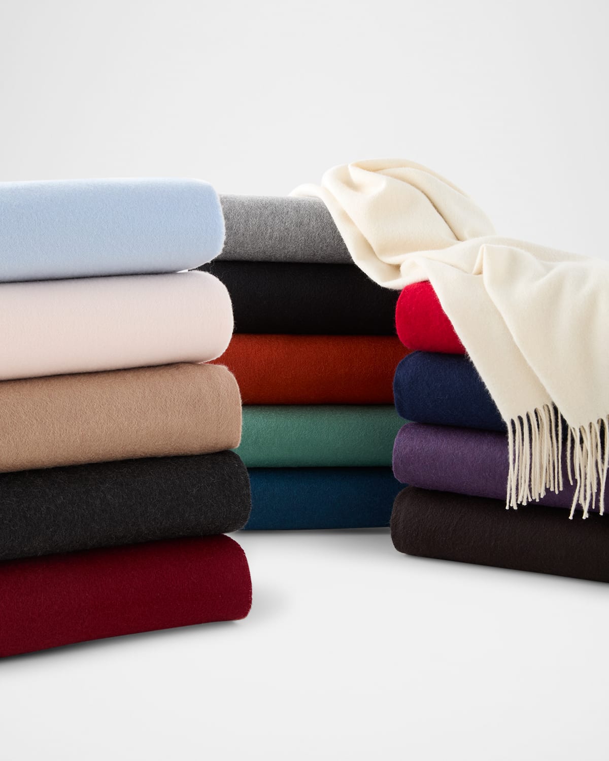 Sofia Cashmere Fringed Cashmere Throw In Red