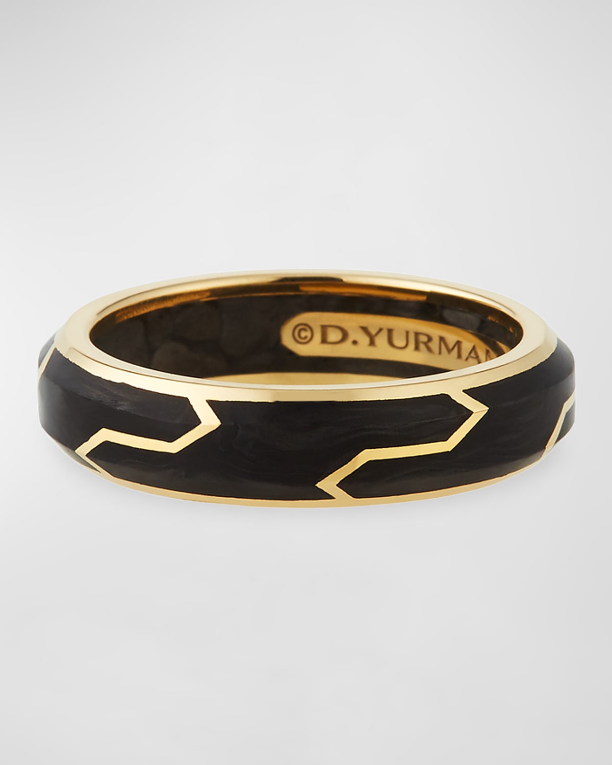 Men's Forged Carbon Band Ring in 18K Gold, 6mm