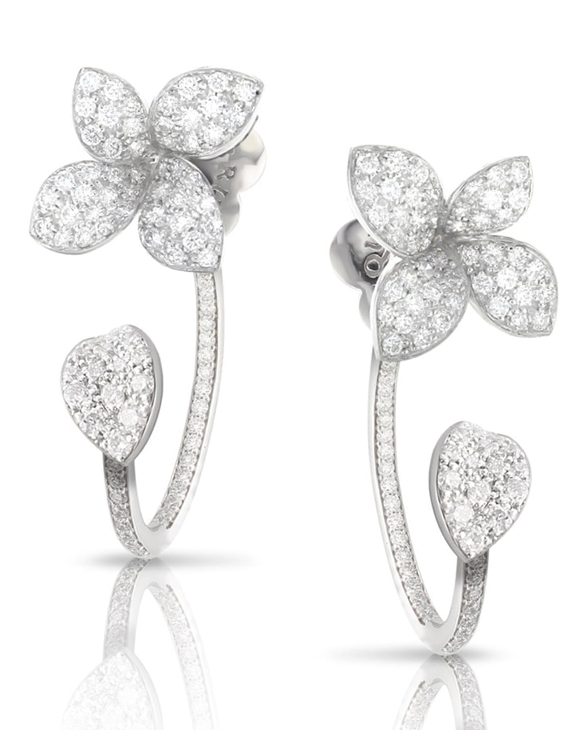 Petit Garden 18k White Gold Diamond Hoop Earrings
