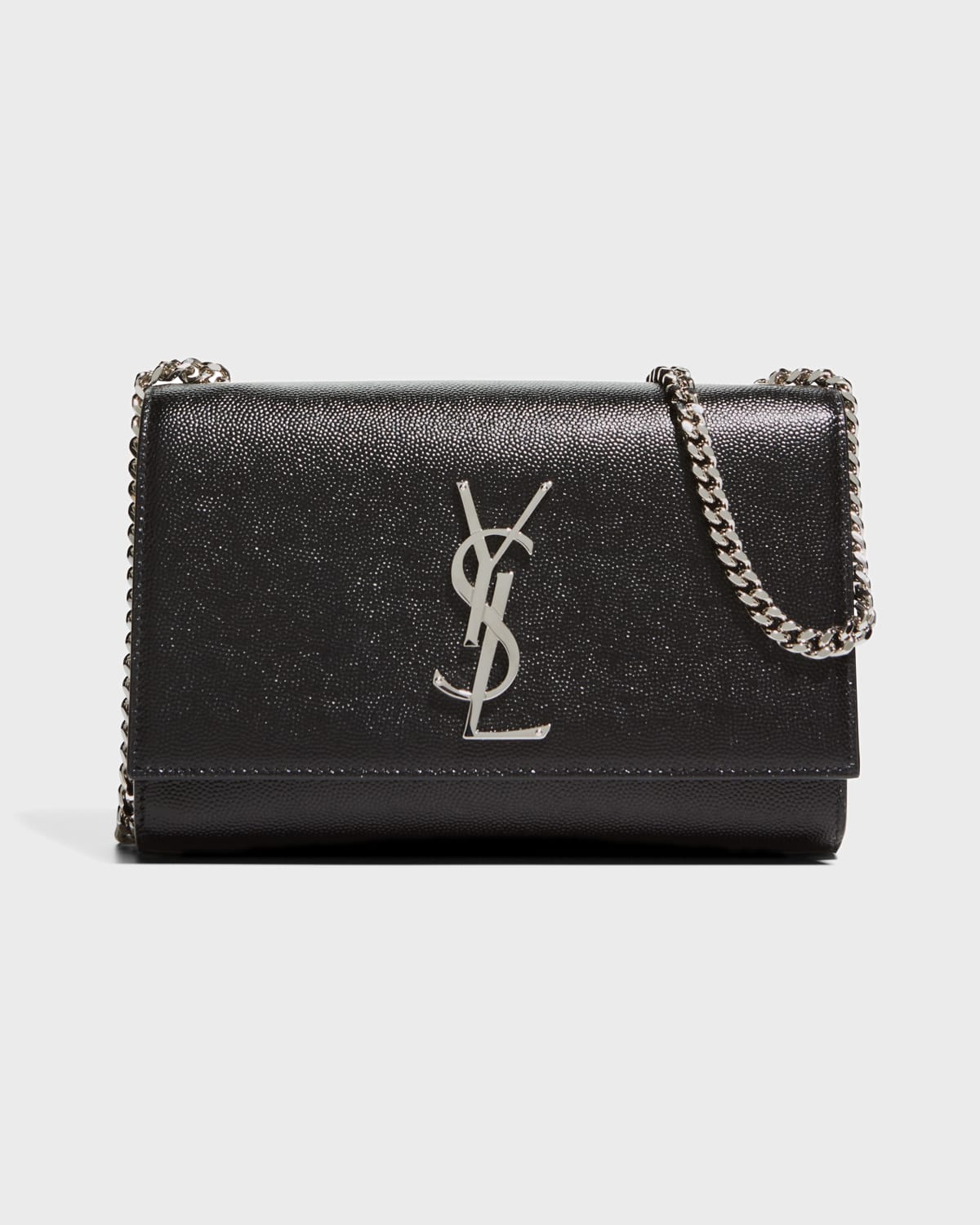 SAINT LAURENT Kate Small bag in black leather with silver logo