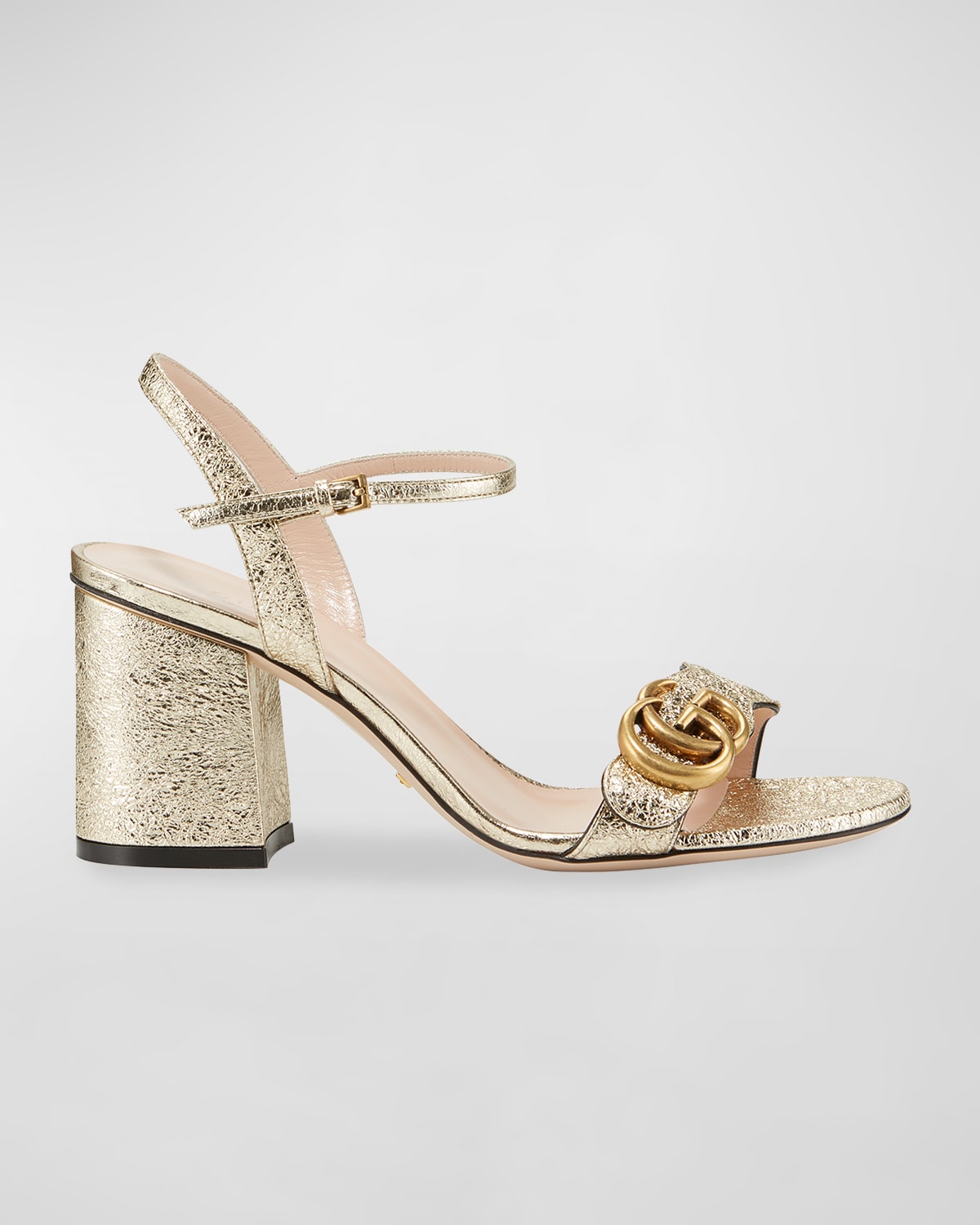 Shop Gucci Marmont Metallic High-heel Sandals In Gold