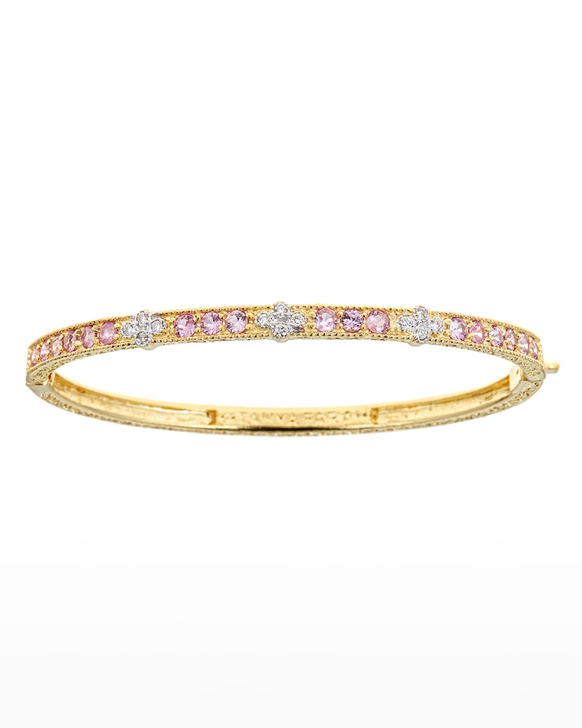 18K Modern Etruscan Sapphire & Diamond Cluster Bangle