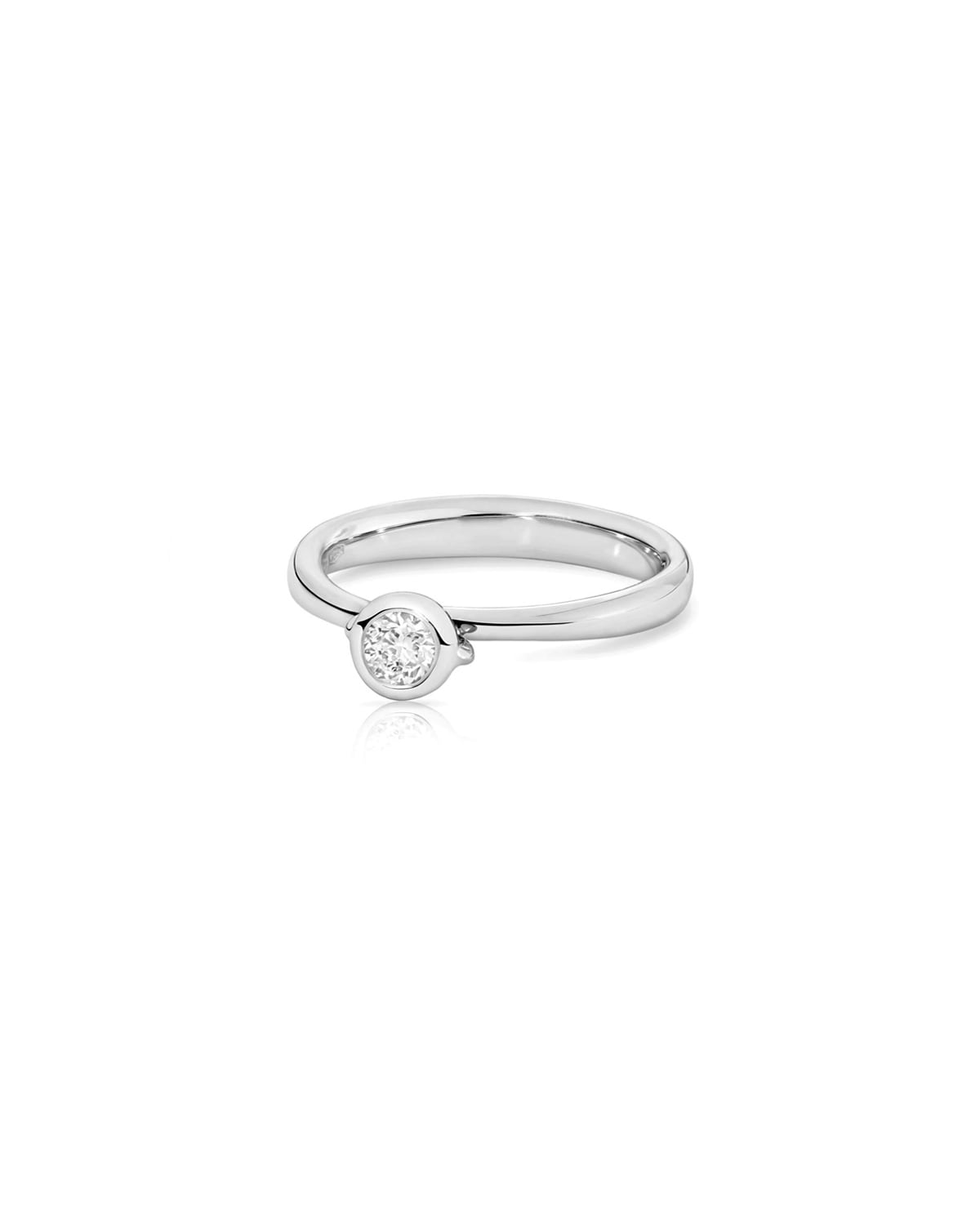 Bouton White Gold Diamond Solitaire Bezel Ring, Size 6.5