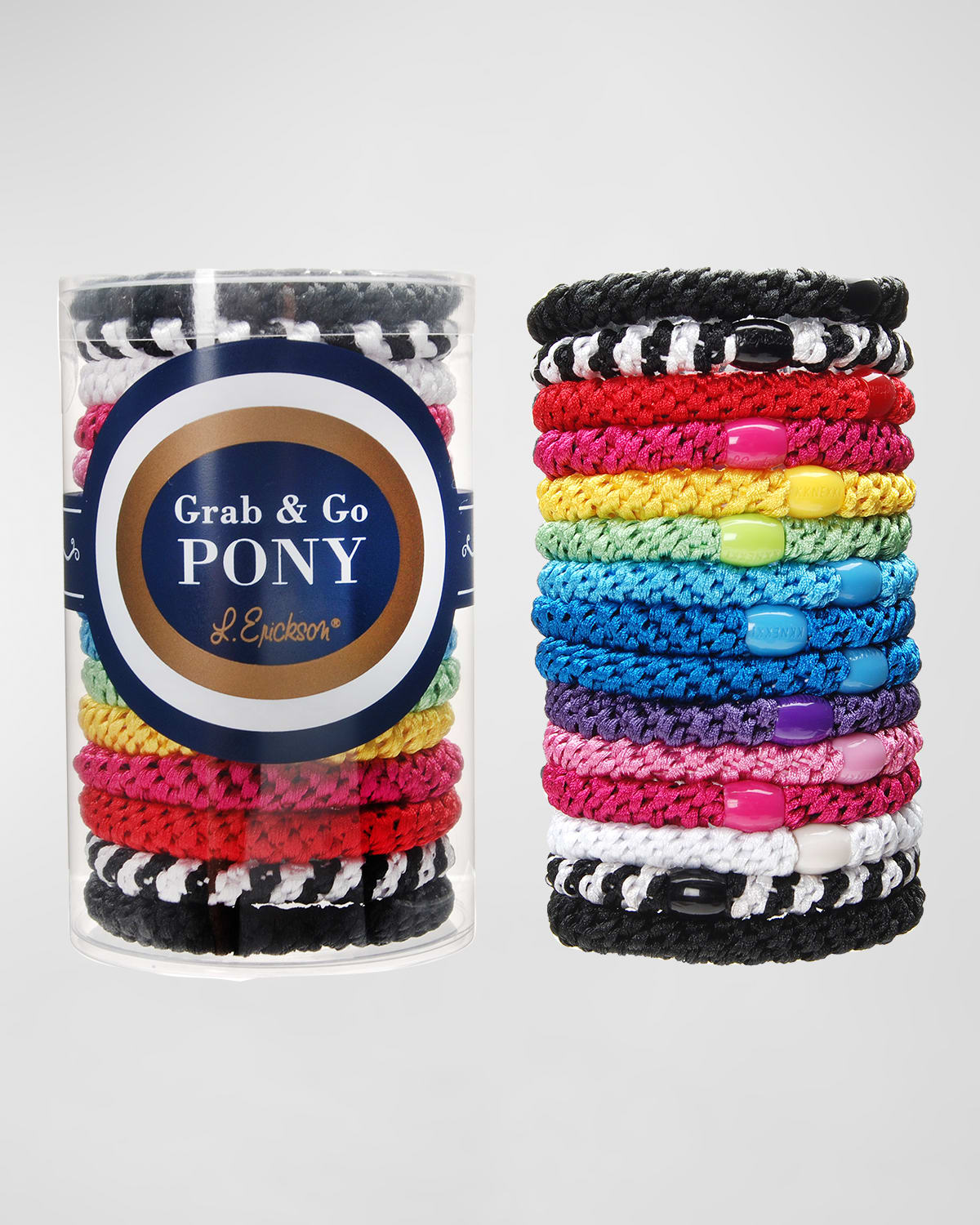 L Erickson Grab & Go Set Of 15 Ponytail Holders In Carnival