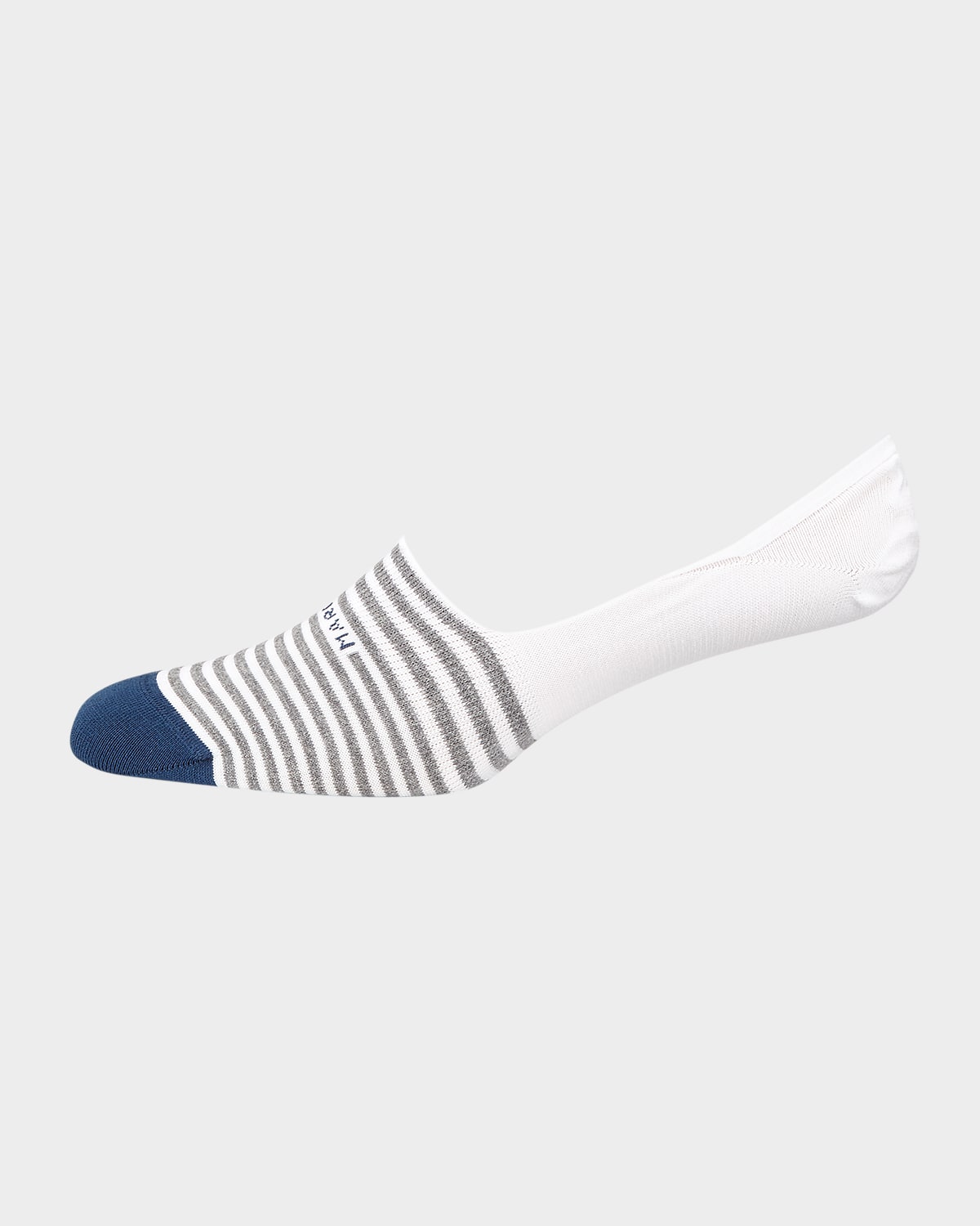 Marcoliani Invisible Touch Striped No-show Socks In White Pattern