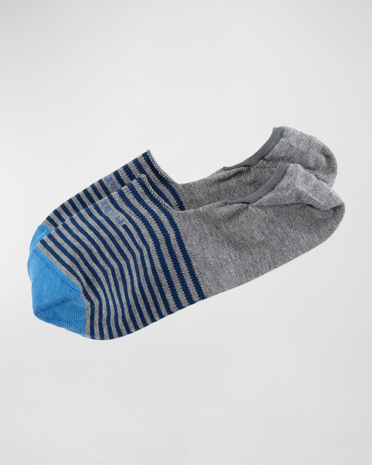 Marcoliani Invisible Touch Striped No-show Socks In Gray Pattern