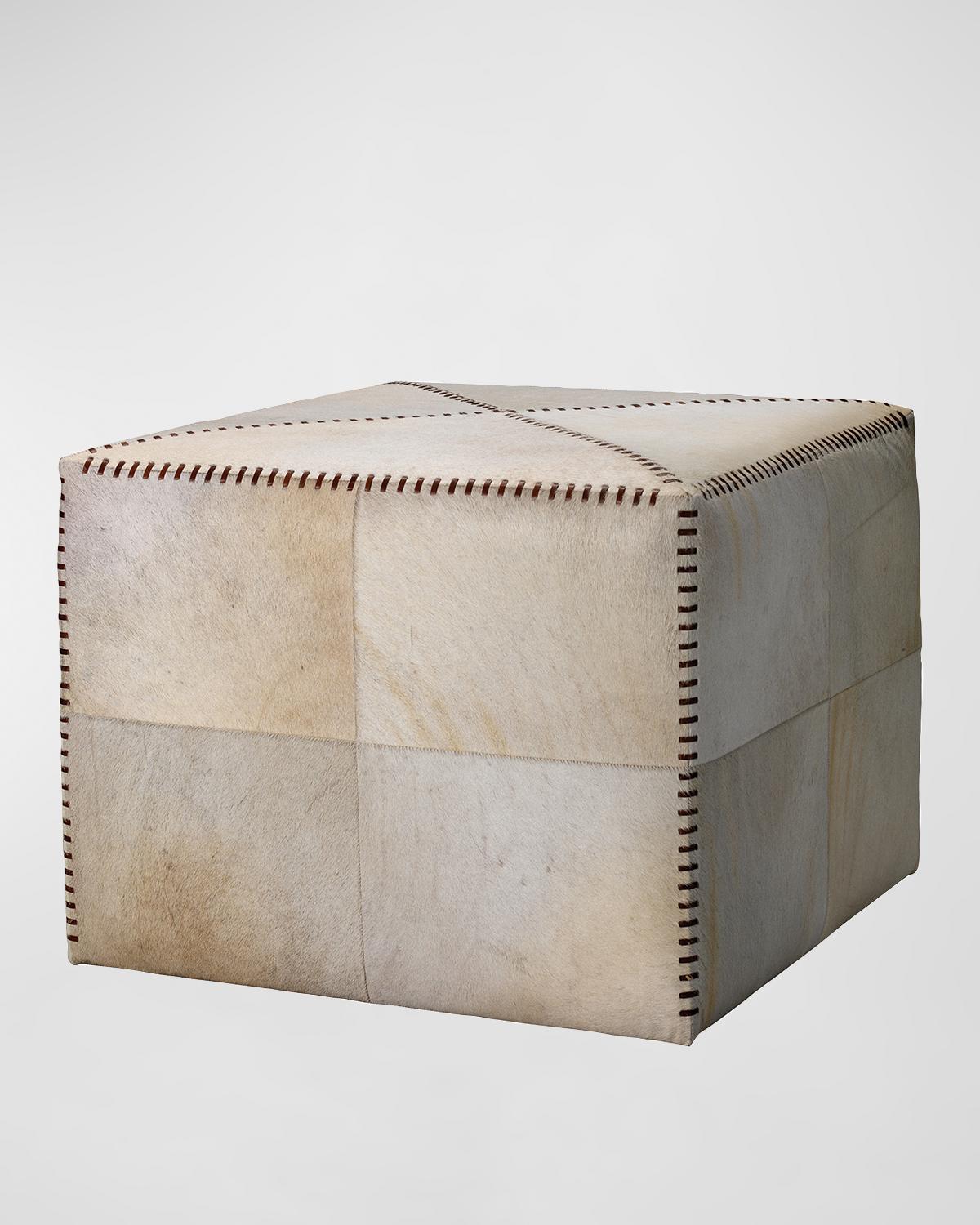 Jamie Young Large White Hairhide Ottoman