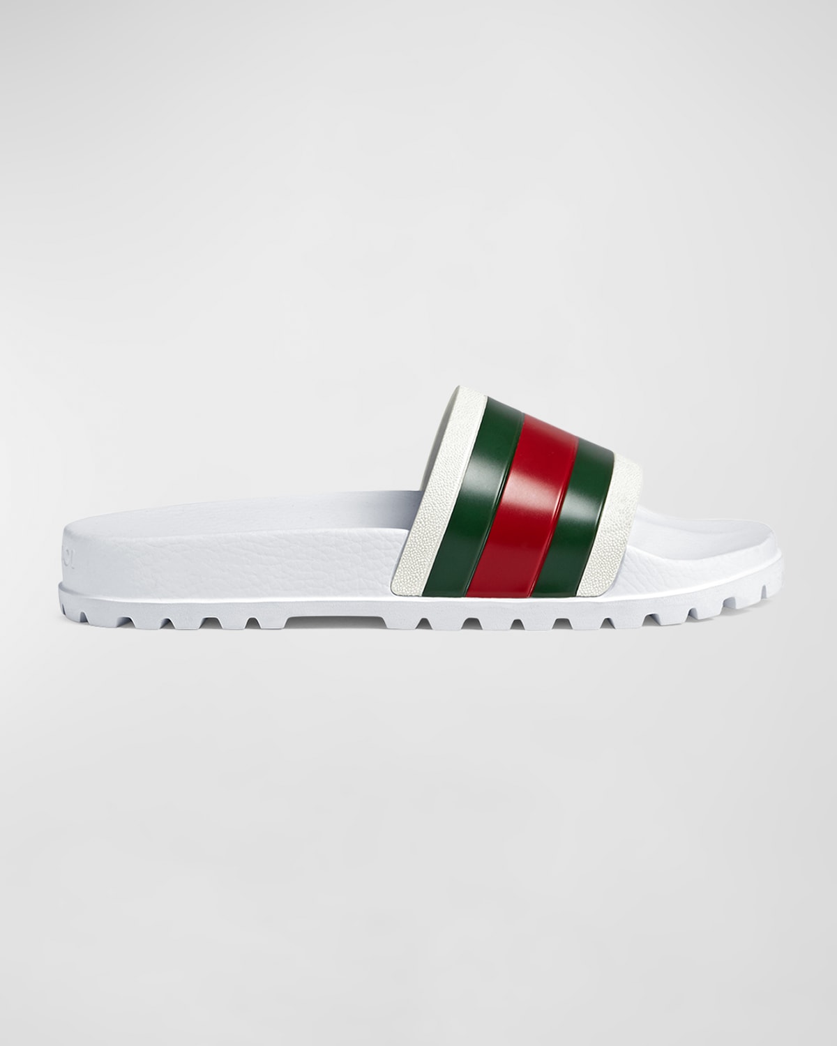 Shop Gucci Men's Pursuit Trek Web Slide Sandals In White