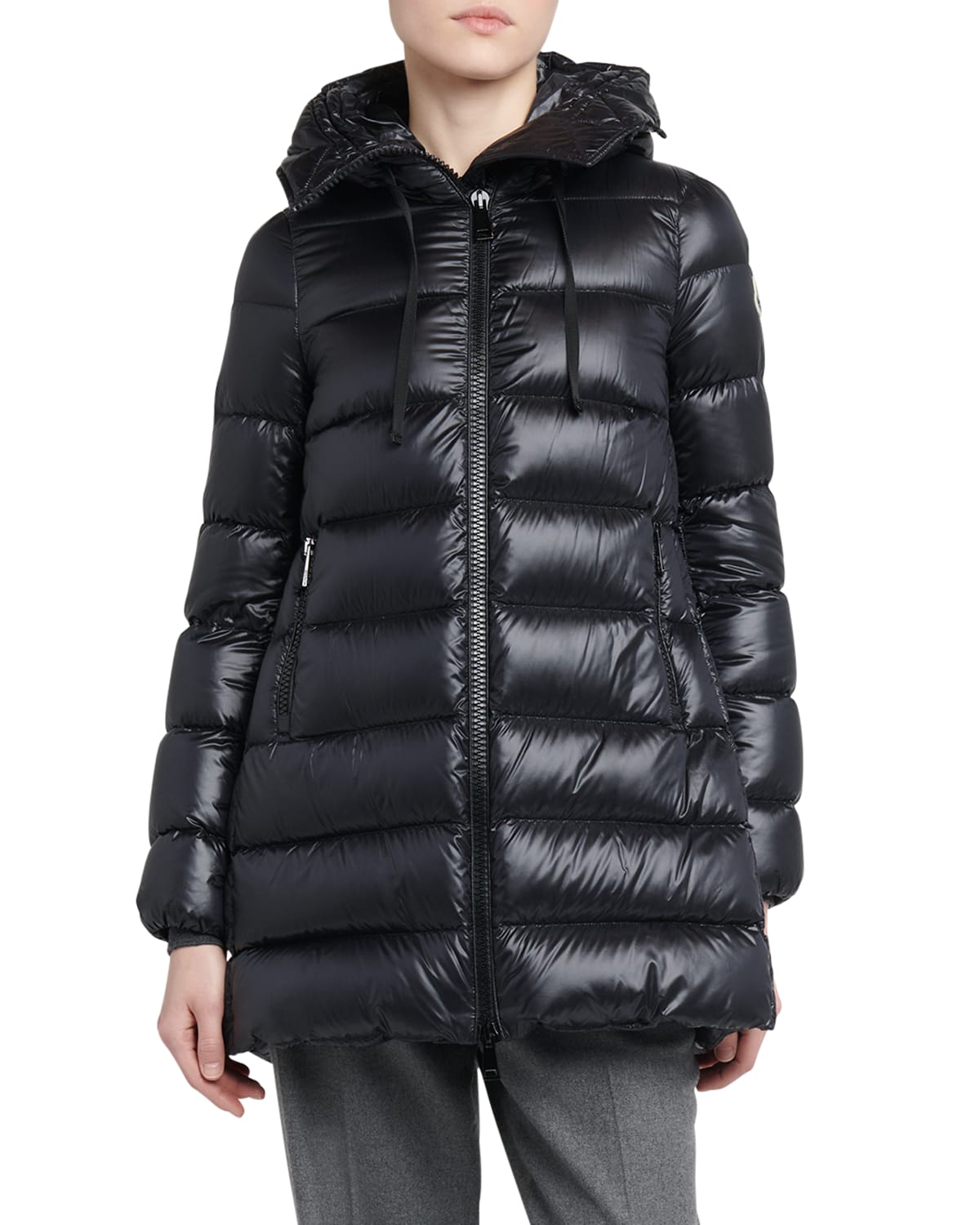 Shop Moncler Suyen Down Quilted Nylon Hooded Parka In Black