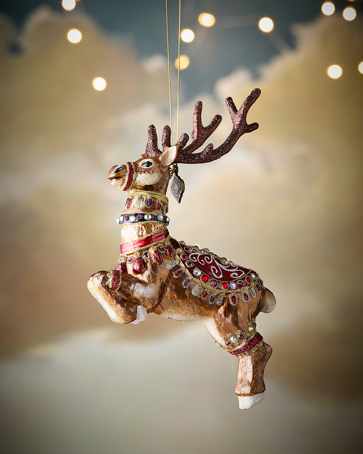 Jay Strongwater Dancer Reindeer Glass Christmas Ornament In Multi
