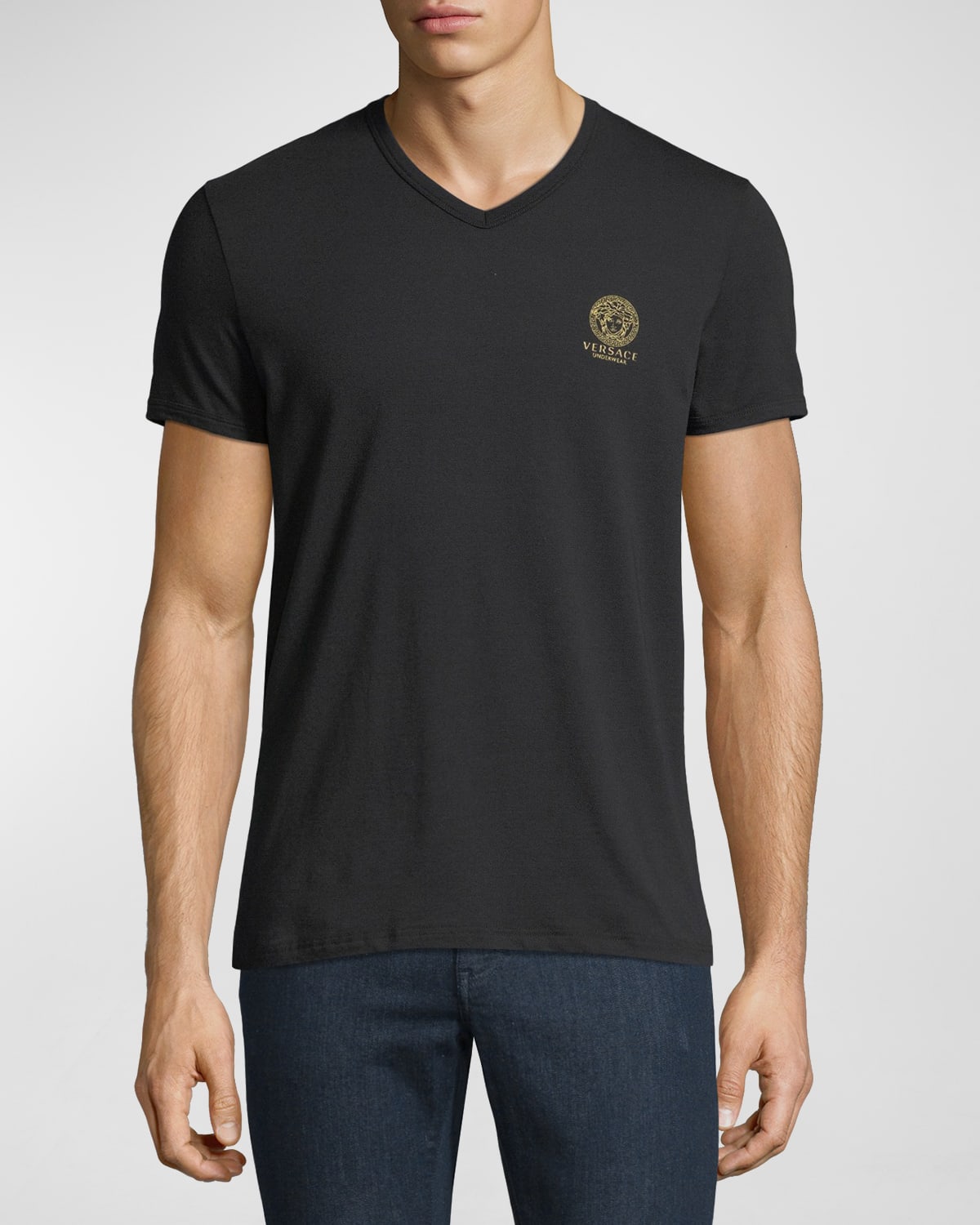 Versace Jersey V-neck T-shirt In Black