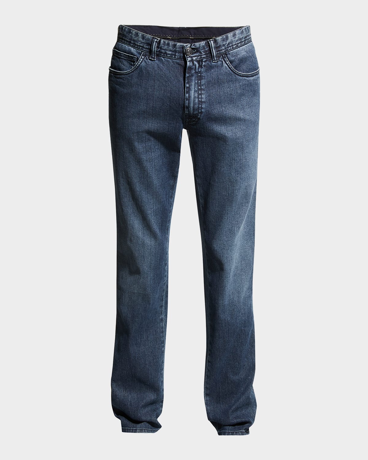 Brioni Dark-wash Stretch-denim Jeans In Navy