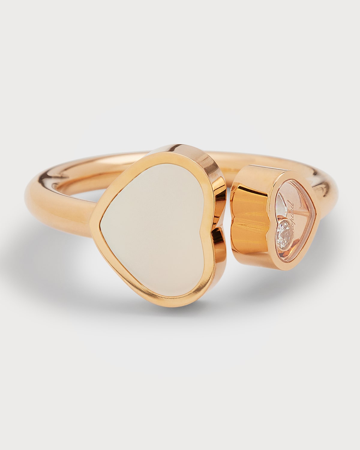 Happy Hearts 18K Rose Gold Mother-of-Pearl & Diamond Ring, EU 52 / US 6