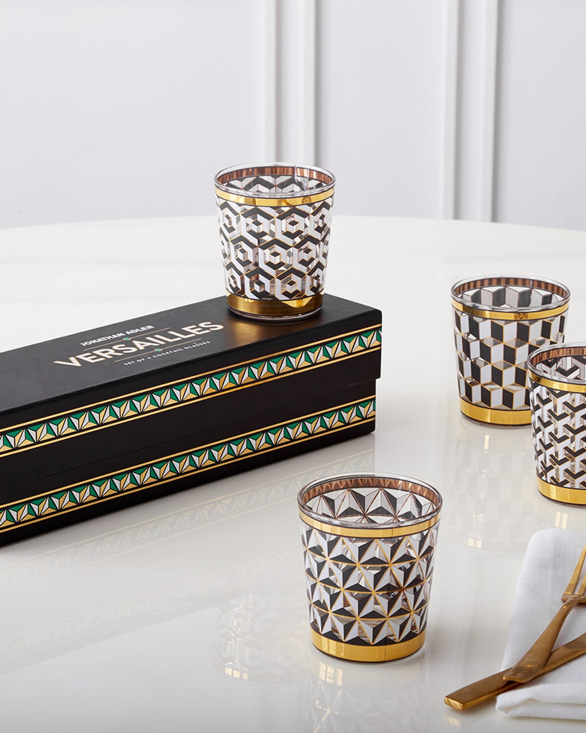 Jonathan Adler Boxed Versailles Glassware Set In Gold
