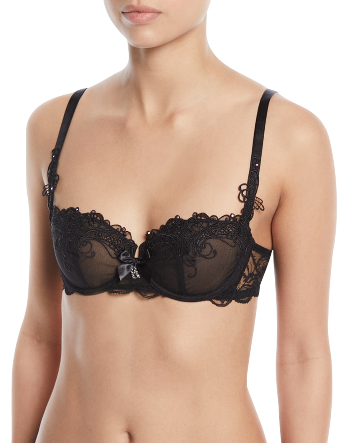 Lise Charmel Three-part Lace Demi Bra In Deesse Nude