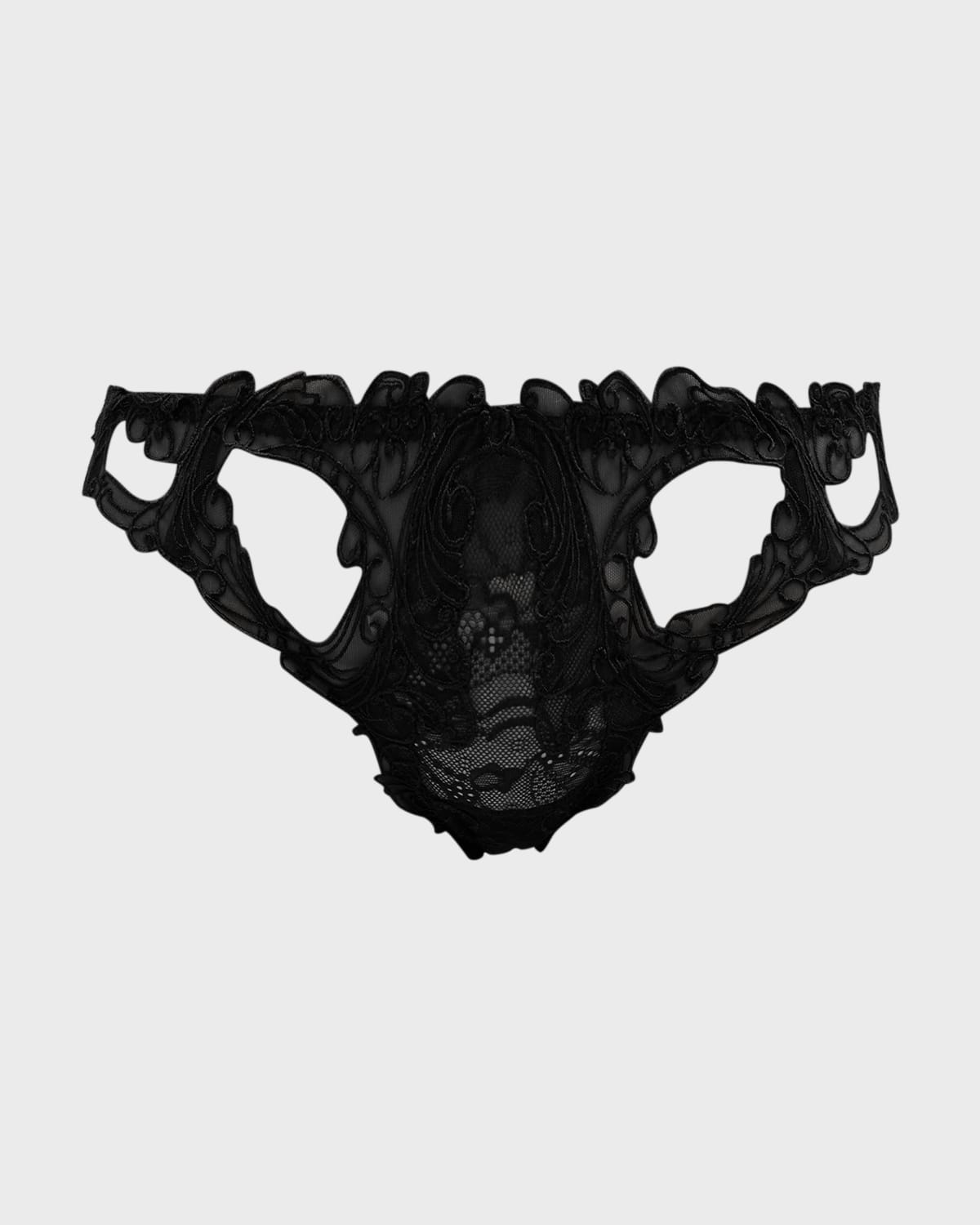 Shop Lise Charmel Soir De Venise Cutout Lace String Thong In Black