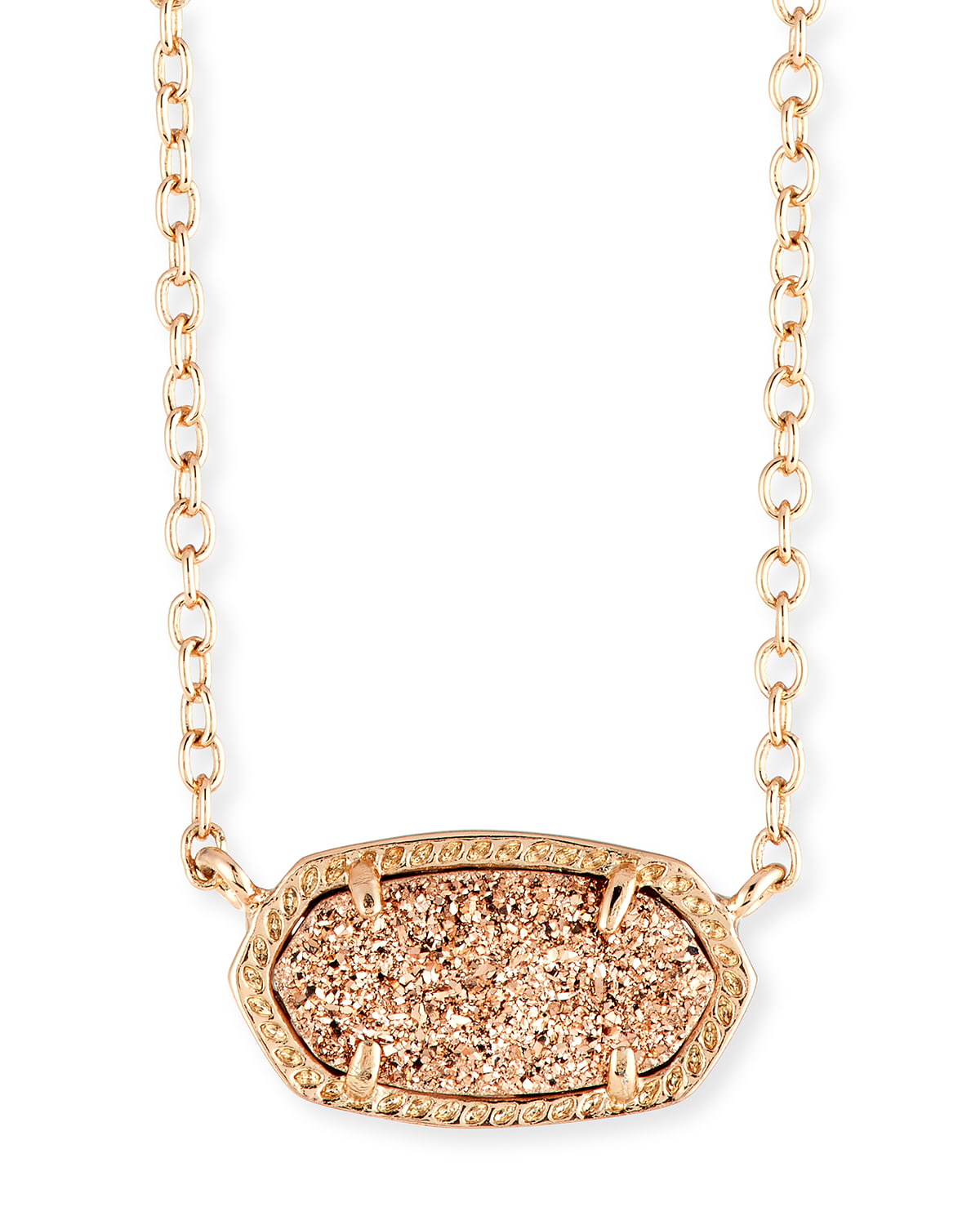 Elisa Rose Gold Pendant Necklace in Rose Gold Drusy