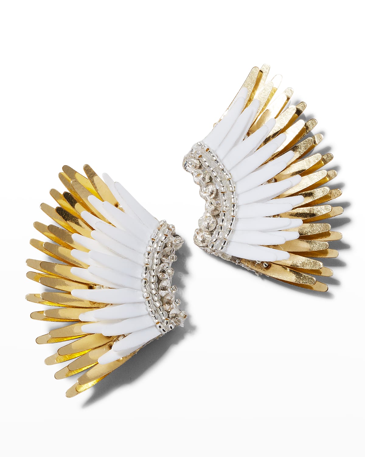 Madeline Beaded Statement Earrings, White/Golden