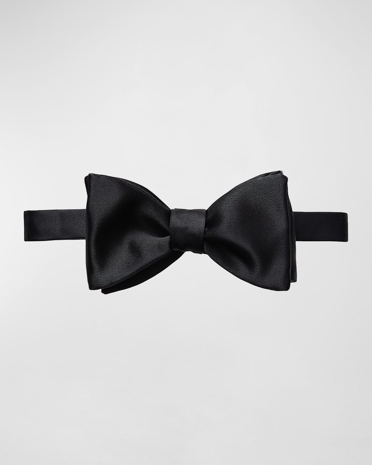 Black Silk Satin Self Tied Bow Tie