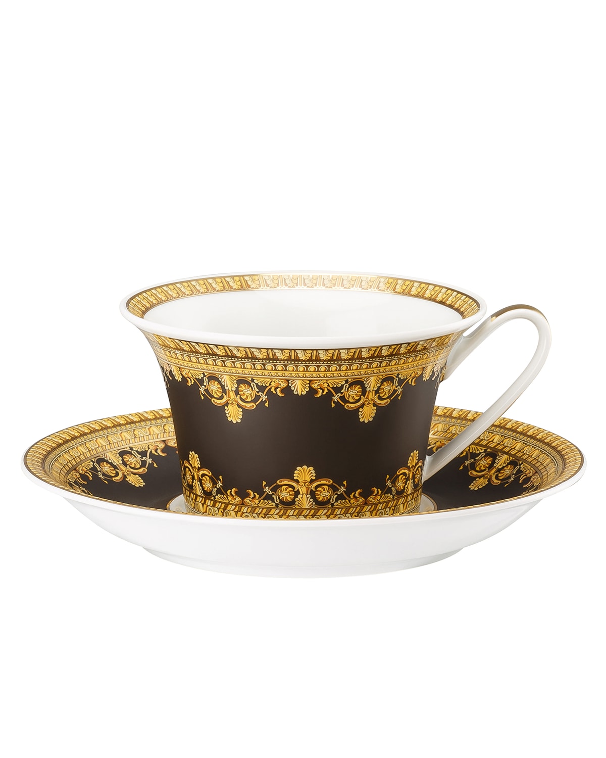 Shop Versace I Love Baroque Tea Cup & Saucer In Black/gold