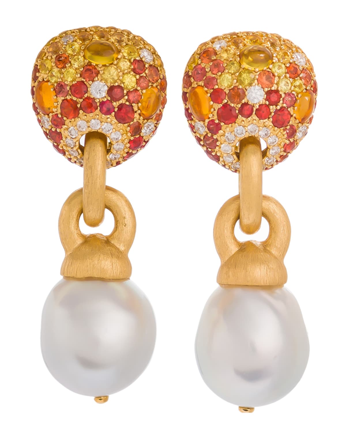 18k Sapphire & Baroque Pearl Drop Earrings