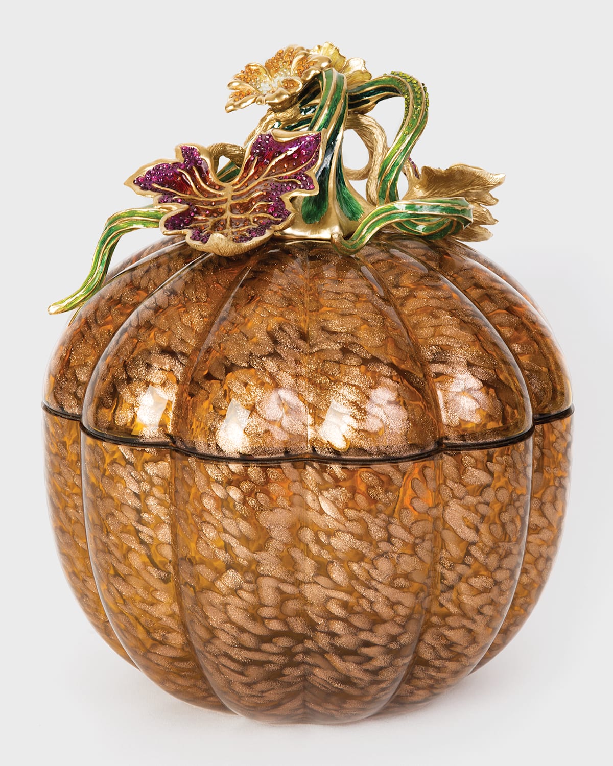 Jay Strongwater Dalton Leaf & Vine Jeweled Glass Jar In Multi