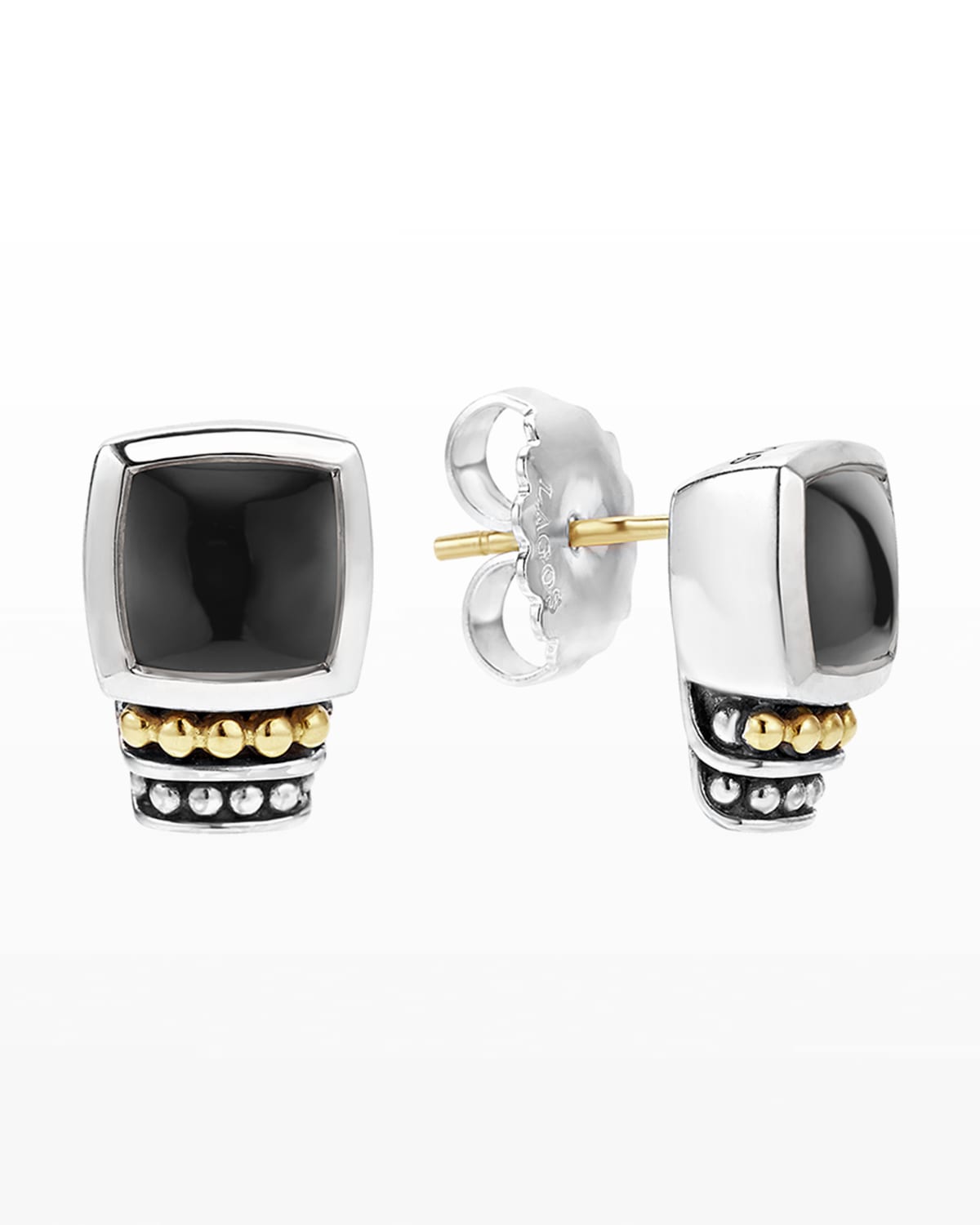 Shop Lagos 7mm Caviar Color Stud Earrings In Onyx