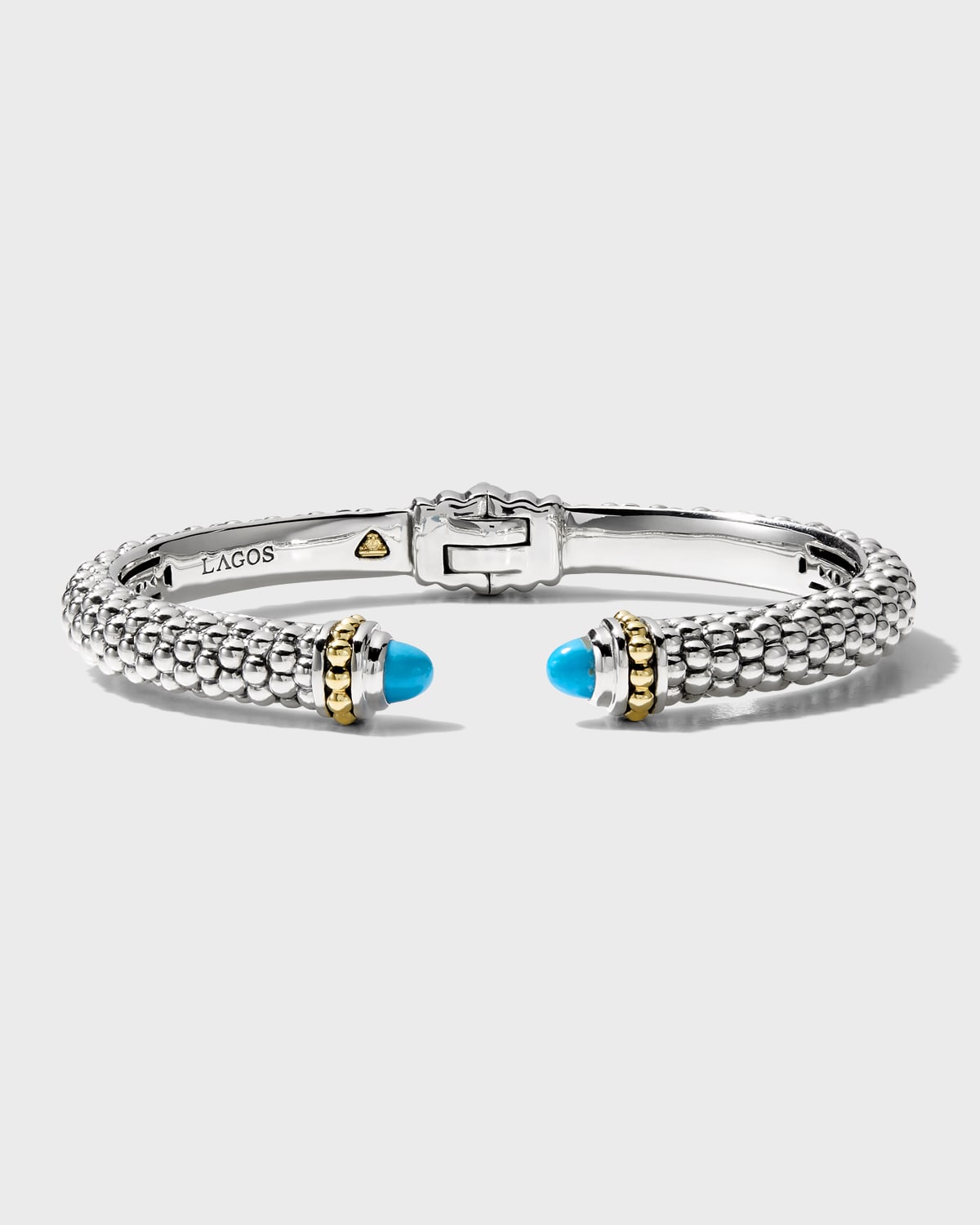 8mm Sterling Silver Caviar Hinge Cuff Bracelet