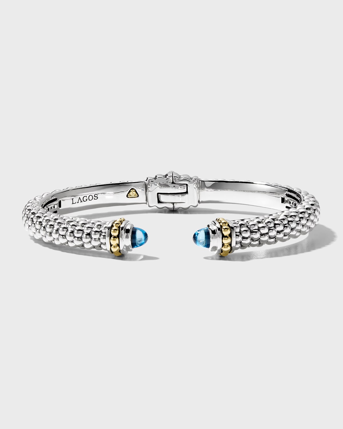 8mm Sterling Silver Caviar Hinge Cuff Bracelet