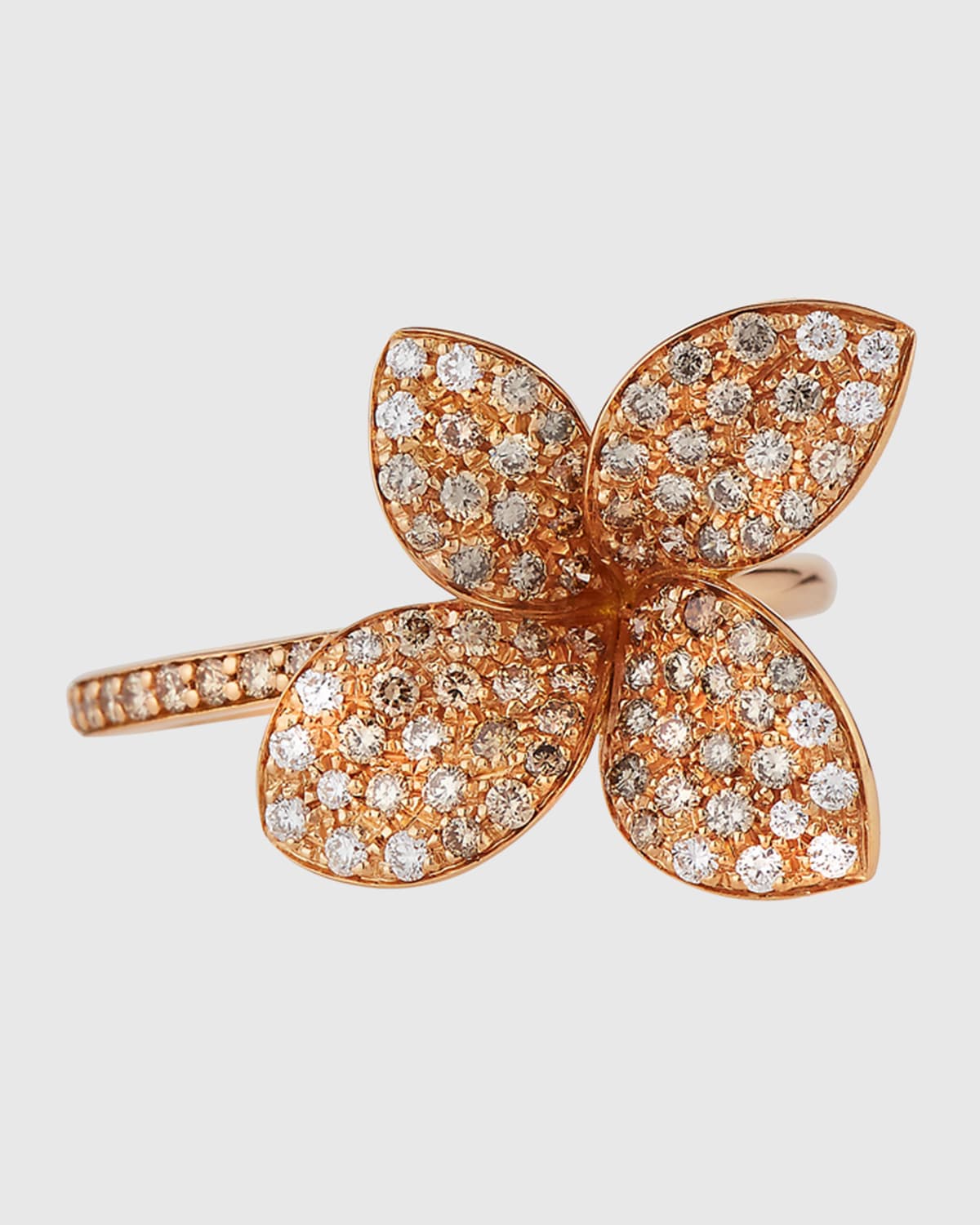 Giardini Segreti Petite Flower Ring with Diamonds in 18K Rose Gold, Size 5.75