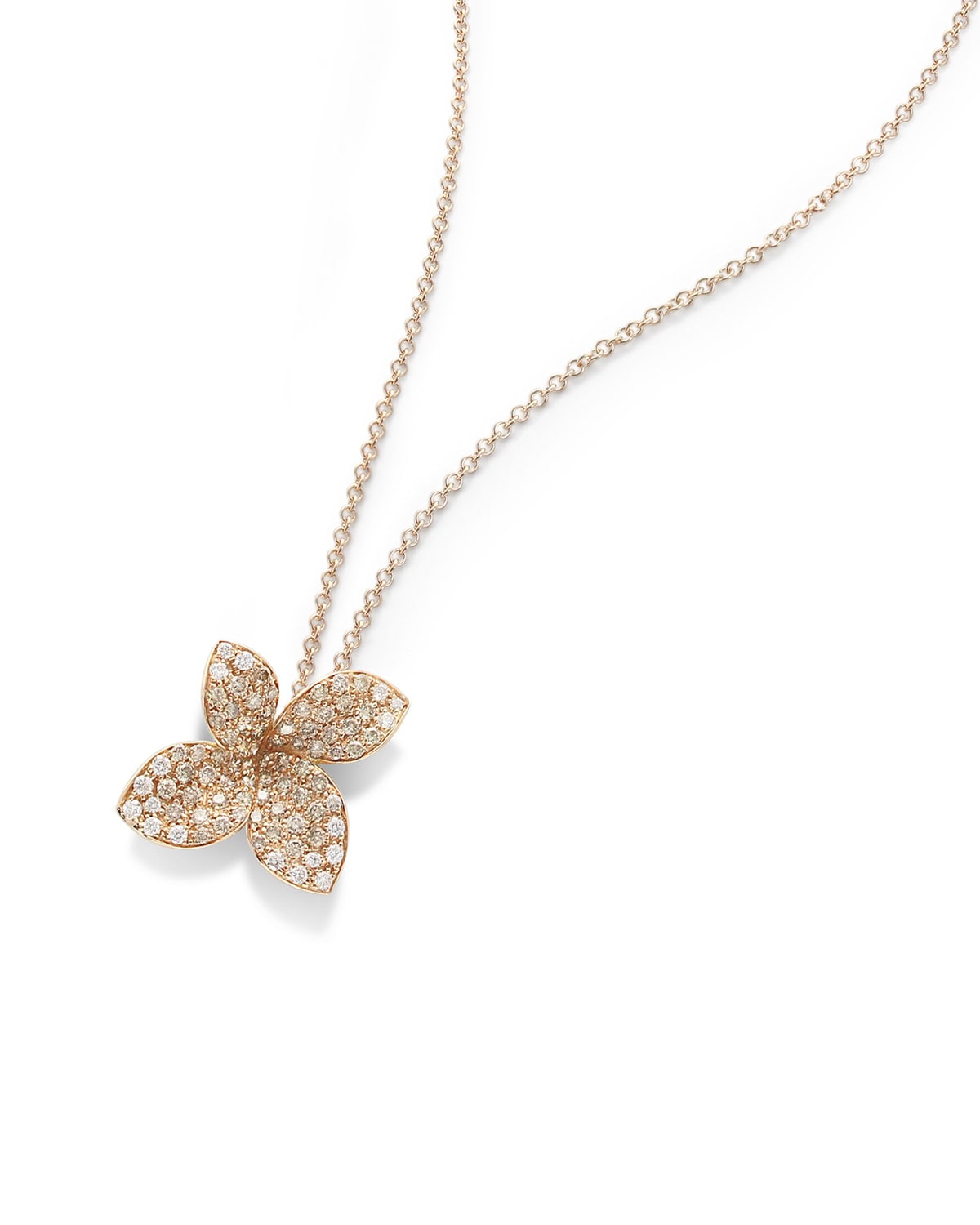 Giardini Segreti Petit 18k Rose Gold Diamond Flower Necklace