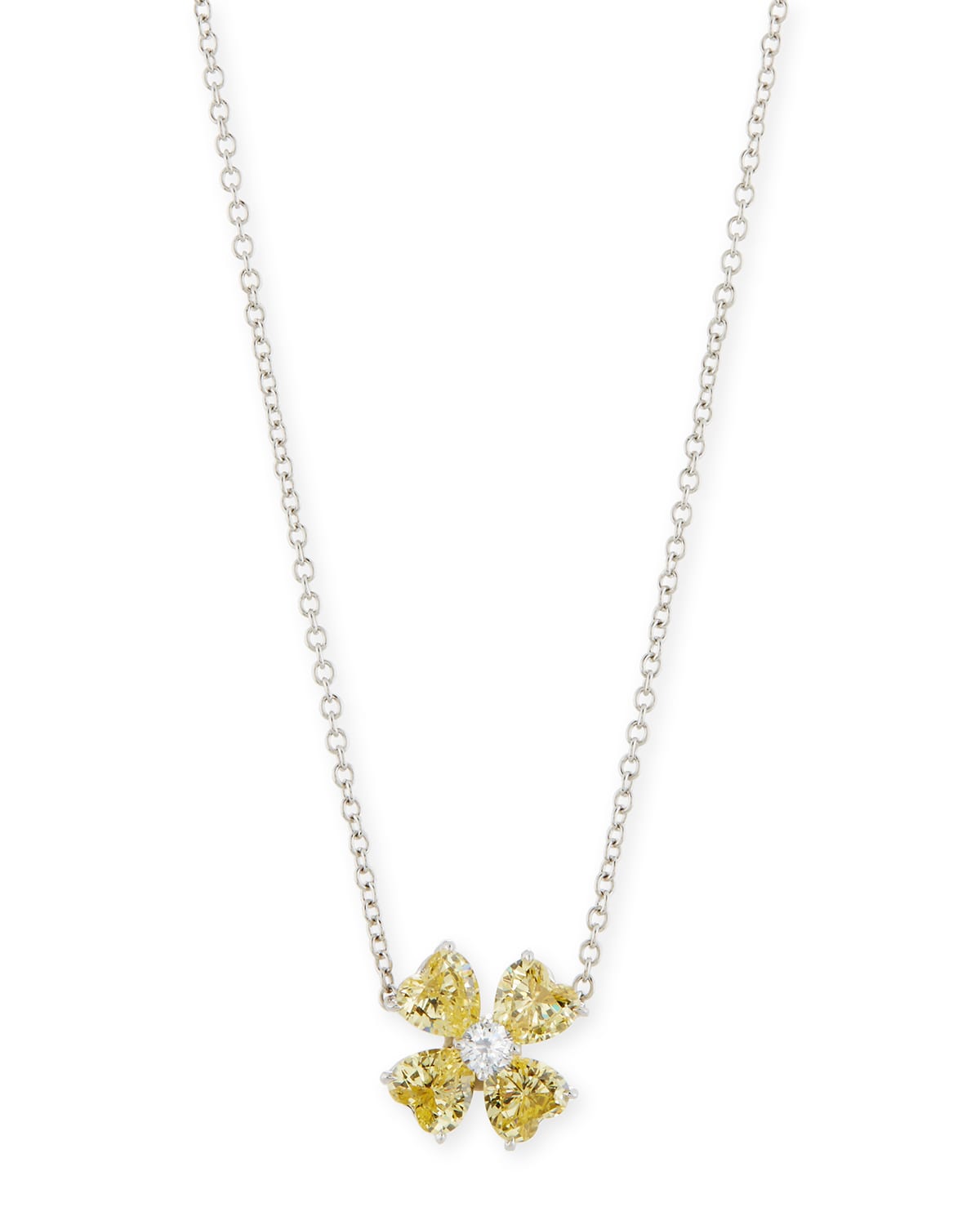 Fantasia By Deserio Yellow Cz Clover Pendant Necklace