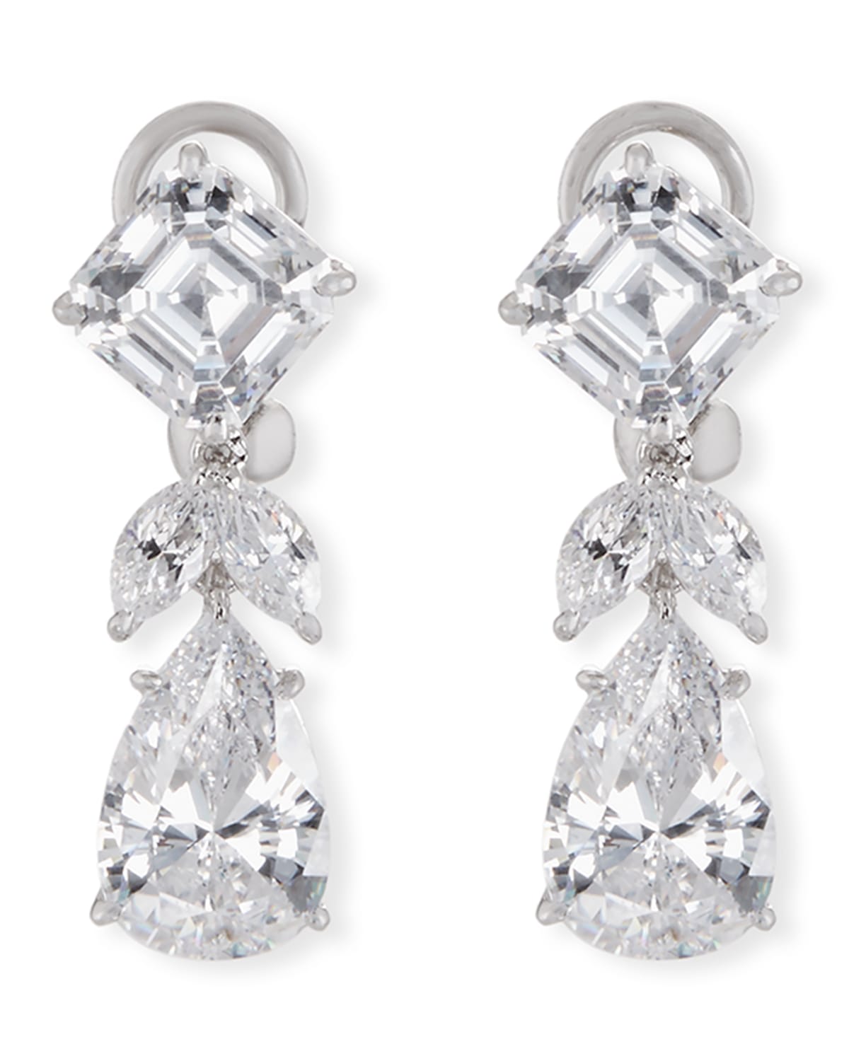 Mixed-Cut CZ Short Drop Earrings