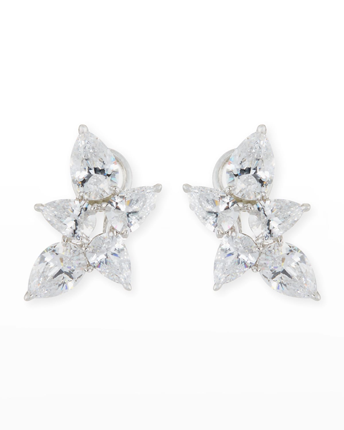 Pear-Shaped CZ Cluster Earrings