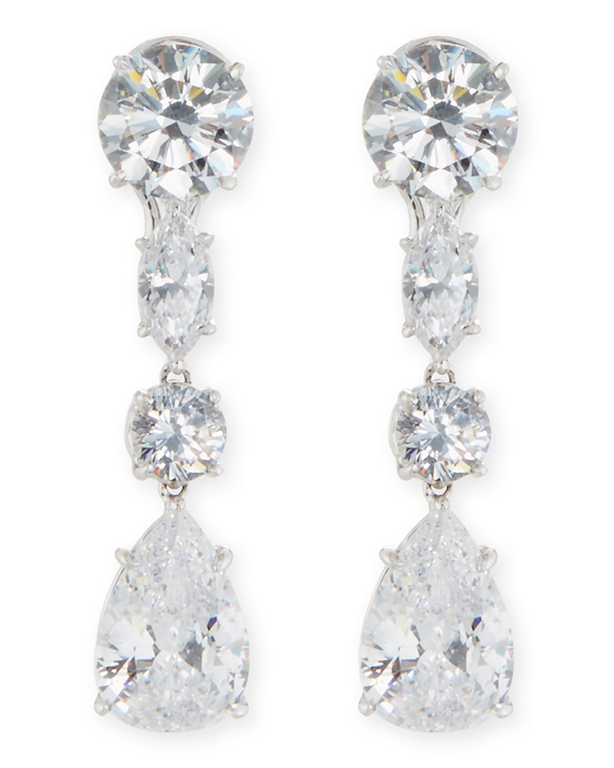 Mixed-Cut CZ Drop Earrings