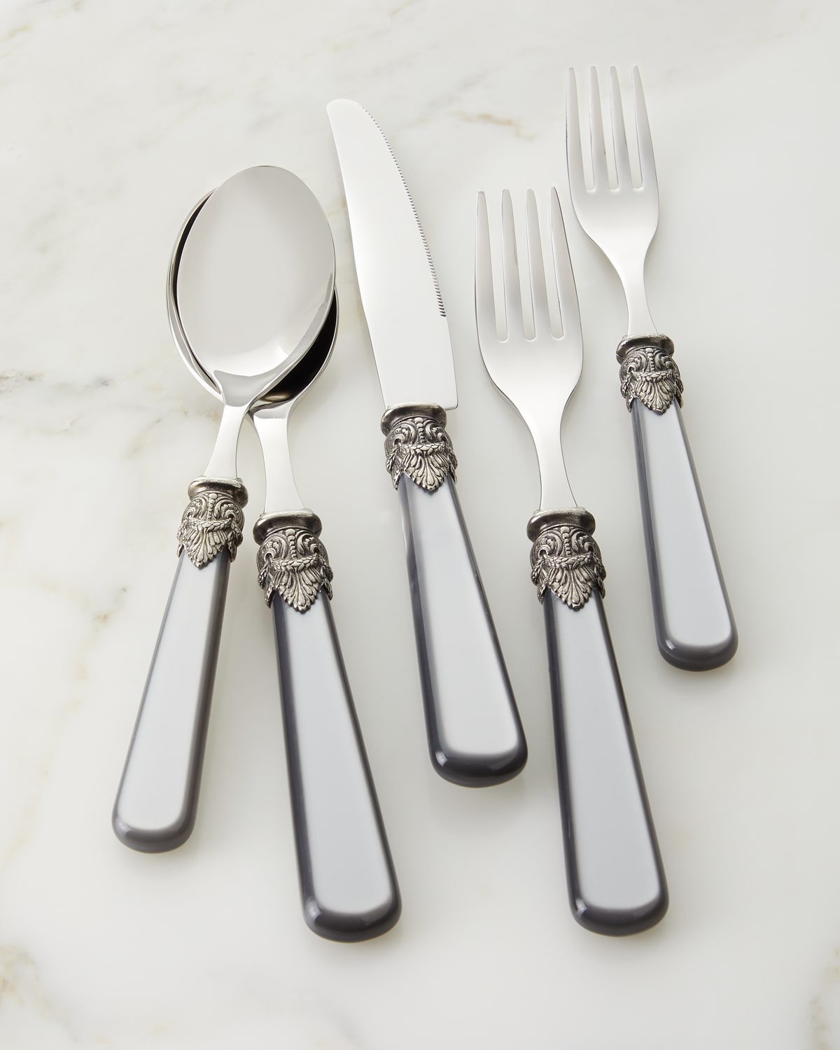 Neiman Marcus 20-piece Napoleon Flatware Service, Pearl Grey In Pearl Grey